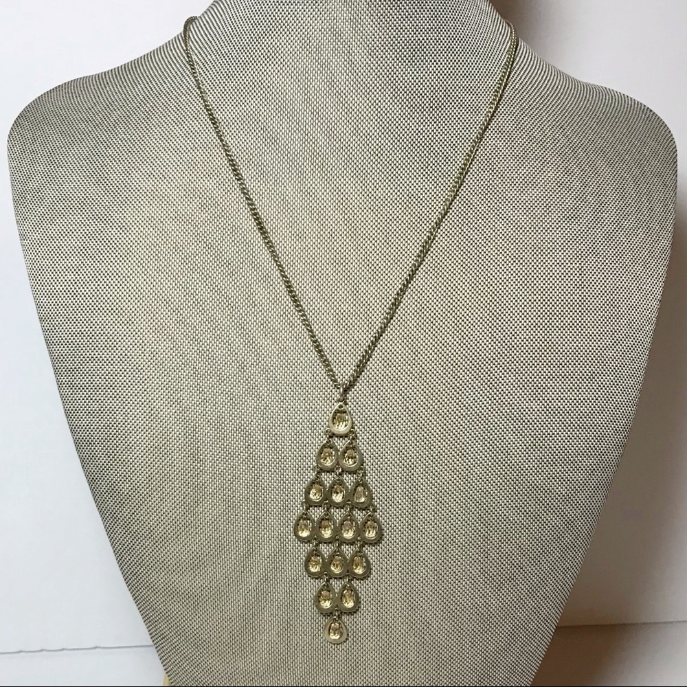 Kenneth Cole Gold Tone Chandelier Crystal Necklace